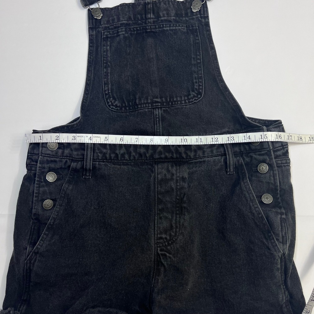 Madewell Adirondack Short Overalls Washed Black Denim Size Medium Bib Shortalls - Picture 6 of 12